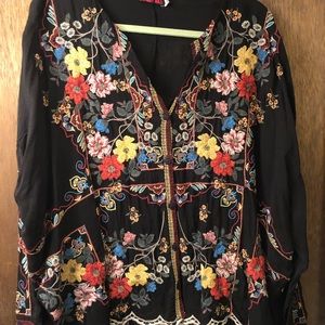 Johnny Was black embroidered shirt/jacket.